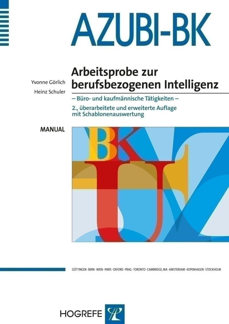 Test komplett bestehend aus: Manual, Instruktion, je 1 Aufgabenheft Grundmodul Form A + B, je 1 Aufgabenheft Postmodul Form A + B, je 5 Aufgabenhefte Kurzmodul Form A + B, je 5 Antwortbogen Grundmodul Form A + B, je 5 Antwortbogen Postmodul Form A + B, 5