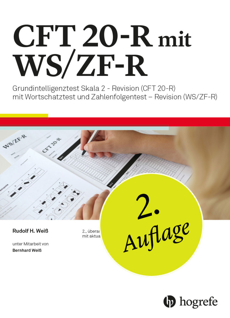 CFT 20-R mit WS/ZF-R komplett bestehend aus: Manual CFT 20-R, Beiheft CFT 20-R, Testheft CFT 20-R, 10 Antwortbogen CFT 20-R, 10 Auswertungsbogen CFT 20-R, Manual WS/ZF-R, je 2 Testhefte Form A+B WS/ZF-R, Schablonensatz WS/ZF-R und Mappe CFT 20-R mit WS/ZF