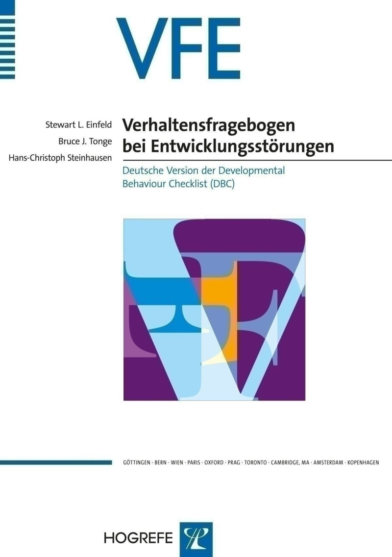 Test komplett bestehend aus: Manual, 5 Fragebogen VFE-L, 5 Fragebogen VFE-E, 5 Fragebogen VFE-ER, 10 Auswertungsbogen VFE-E Gesamtstichprobe, 10 Auswertungsbogen VFE-E Behinderungsgrad, 10 Auswertungsbogen VFE-L, Gesamt- u. geschlechtsspezifische Stichpro