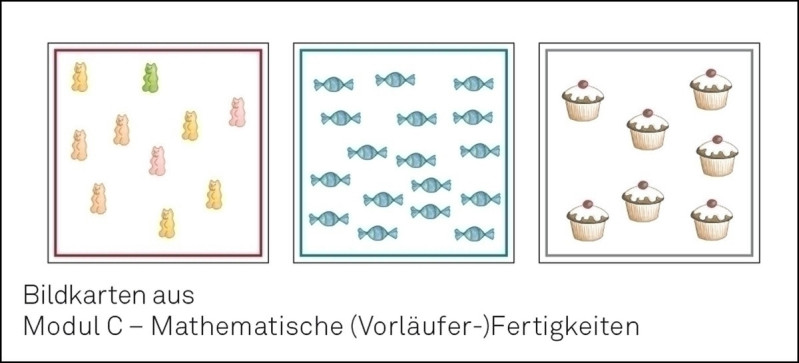 Test komplett bestehend aus: Manual, 10 Protokollbogen, 10 Profilbogen, Vorlagenmappe ModulA – Schriftsprachliche (Vorläufer-) Fertigkeiten, Vorlagenmappe Modul B – Sprachliche Kompetenzen,Vorlagenmappe C Mathematische (Vorläufer-) Fertigkeiten. Audio-CD 