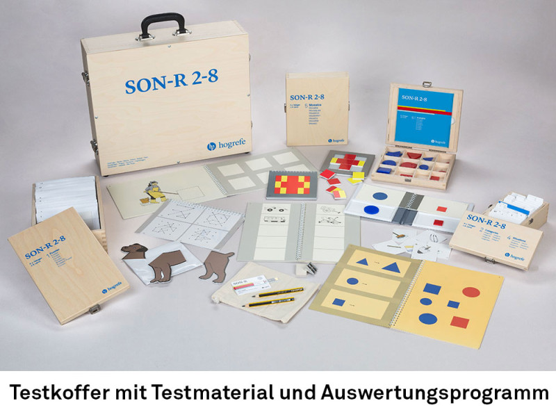 Testkoffer mit Testmaterial, inkl. Auswertungsprogramm (ohne Manual I-III, Auswertungsbogen und Zeichenmuster) Separat lieferbar: Manual I–III, Auswertungsbogen, Zeichenmuster