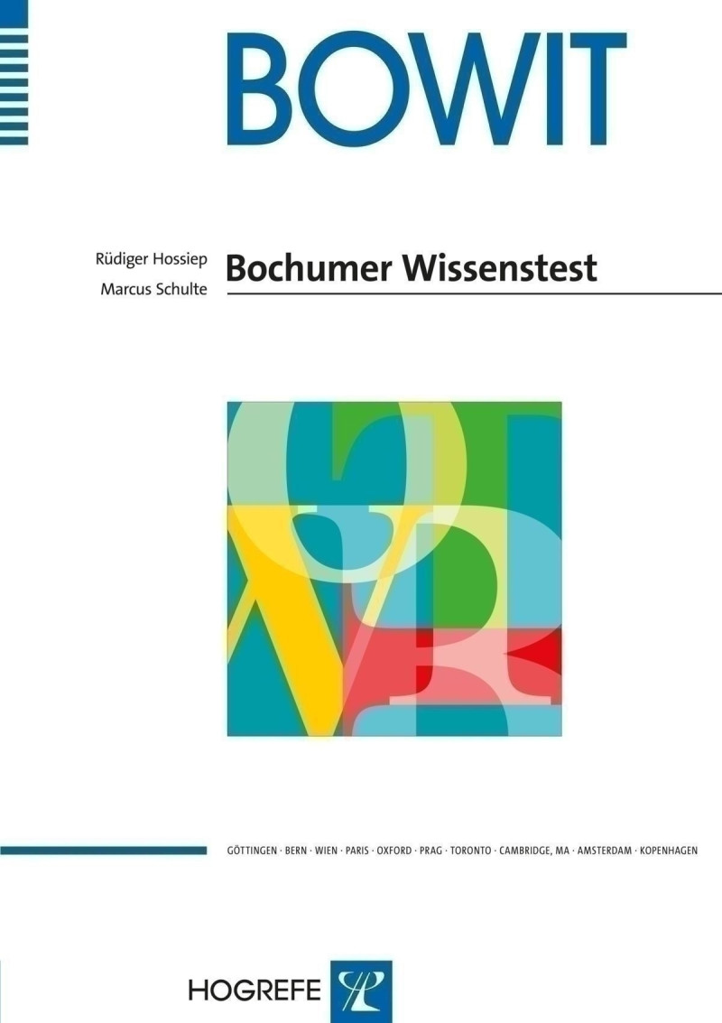 Test komplett bestehend aus: Manual, Testheft A und B, Testheft Kurzform A und B, Antwortbogen A und B (je 5), Antwortbogen Kurzform A und B (je 5), Ergebnisprofil (10) und Ordnerbox