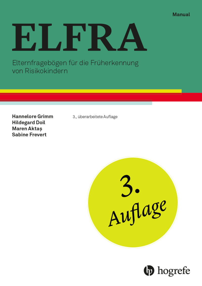 Test komplett bestehend aus: Manual, 10 Fragebogen ELFRA-1, 10 Fragebogen ELFRA-2, 10 Fragebogen ELFRA-2 (Kurzversion), 10 Auswertungsbogen ELFRA-1/ELFRA-2 und Mappe