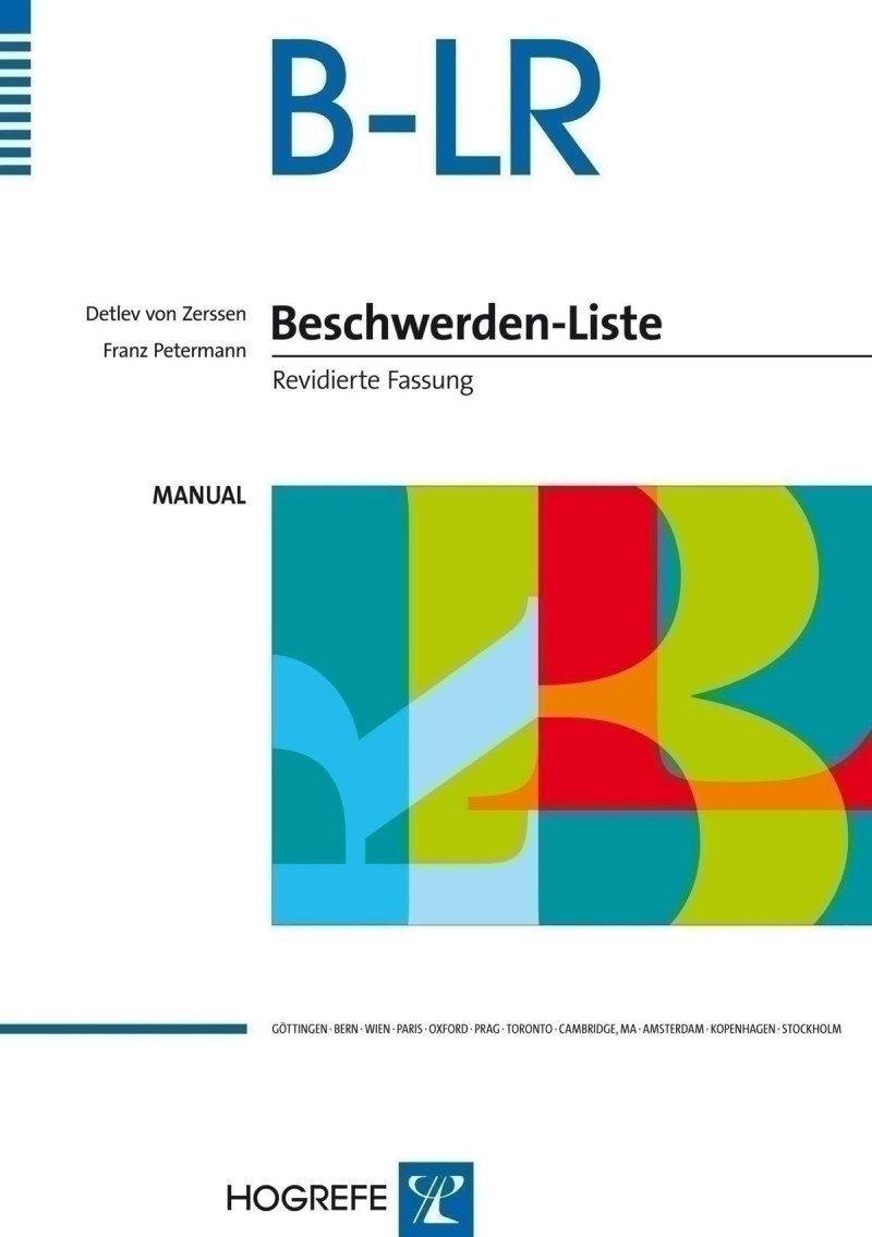 Test komplett bestehend aus: Manual, 20 Fragebögen B-LR, 20 Fragebögen B-LR', 20 Verlaufsbögen B-LR/B-LR' und Box